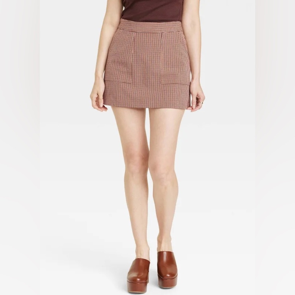 A New Day brown houndstooth fall skirt